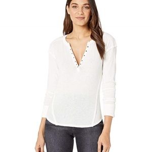 Free People  Military Mix Henley Shirt Ivory